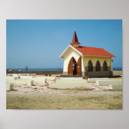 Desert konst, tropisk arkitekturkonst på strandkyr poster