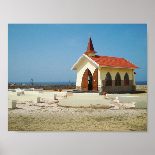 Desert konst, tropisk arkitekturkonst på strandkyr poster (Framsidan)