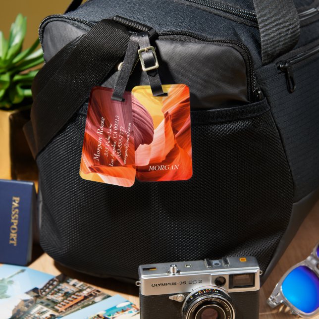 Desert-kortplatskanyon eller fotovit Namn & info Bagagebricka (Fram & Baksida)