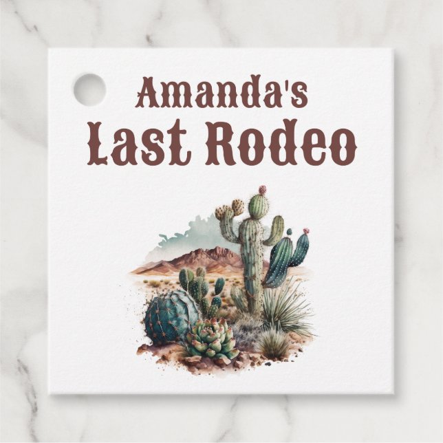 Desert Last Rodeo Scottsdale Bachelorette Helg Gåvor Etiketter (Framsida)