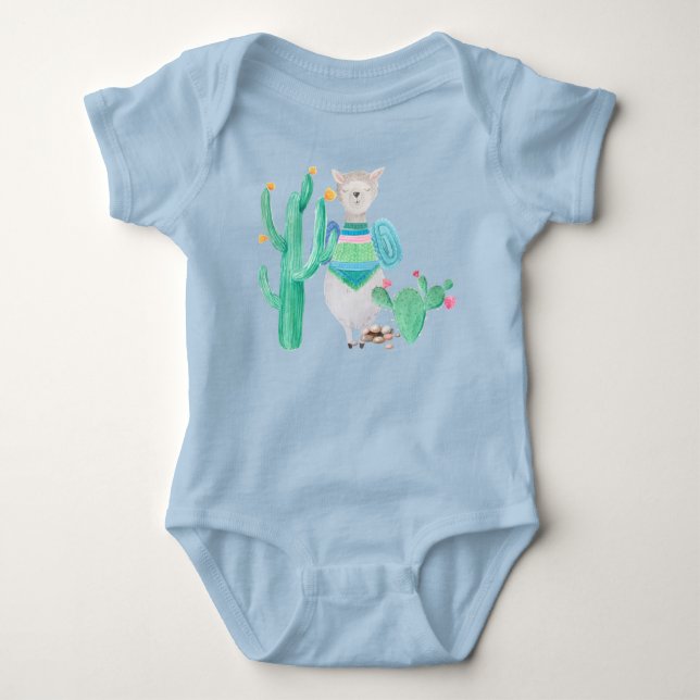 Desert LIama Cactus Flowers Nature T Shirt (Framsida)