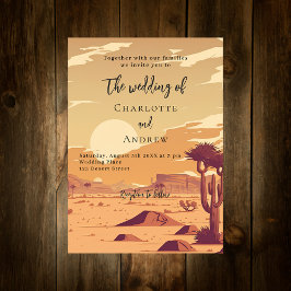 Desert liggande retro terracotta bröllop inbjudan vykort