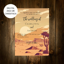 Desert liggande retro terracotta bröllop inbjudningar