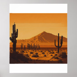 Desert liggande solnedgång, Vintage Poster