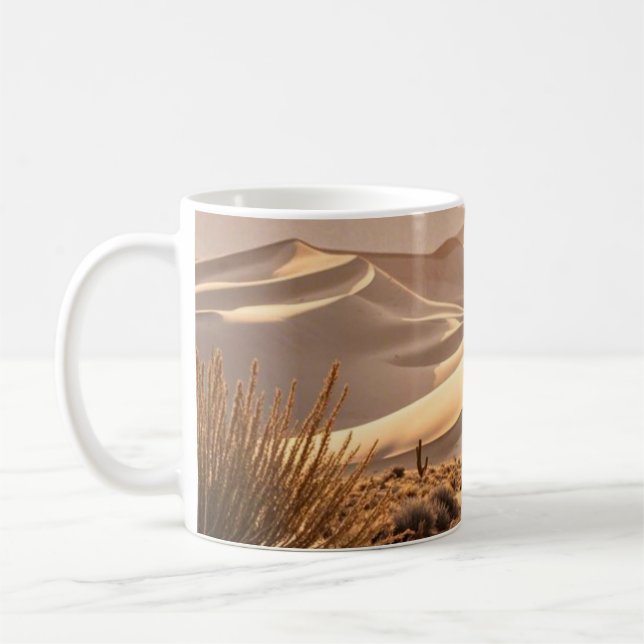 Desert liggande vid solnedgång kaffemugg (Vänster)