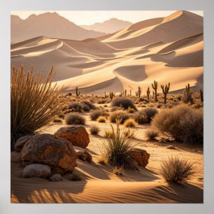 Desert liggande vid solnedgång poster