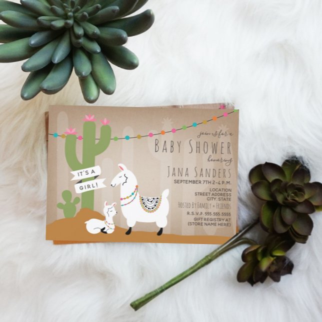 Desert Llama Mamma + Baby Shower Inbjudningar (Skapare uppladdad)