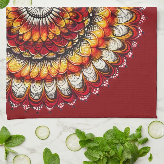 Desert Medallion - Abstrakt Kökshandduk (Vikta)