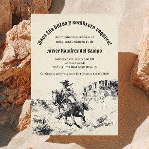 Desert Mexican Spain Cowboy Födelsedagsfest Inbjudningar