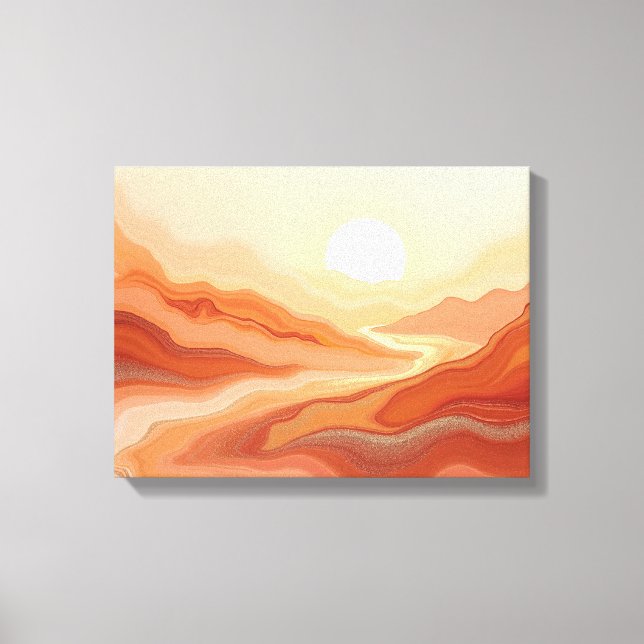 Desert Mirage – Warm Earth Fluid 16"x12" Abstract  Canvastryck (Framsida)