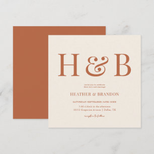 Desert Monogram Bröllop Square-inbjudningar Spara Datumet