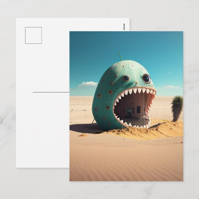 Desert monster house helg vykort (Fram/baksida)