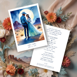 Desert Mountains Colorful landscape Wedding Cowboy Inbjudningar