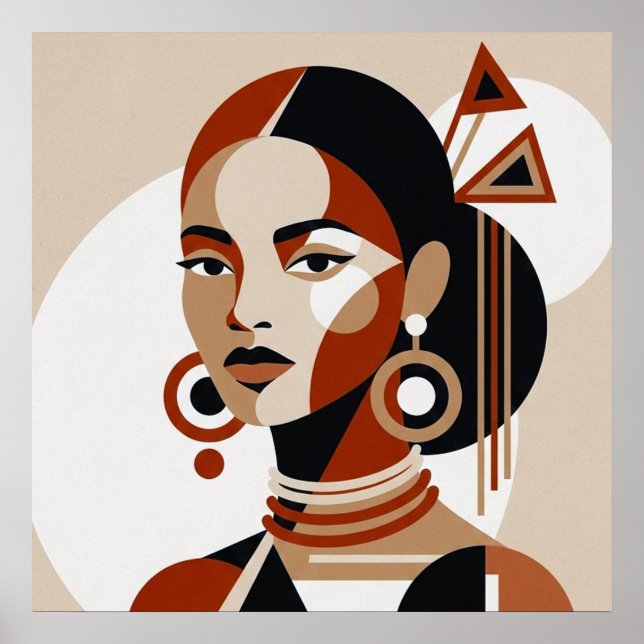 Desert Muse: Geometric Avant-Garde Portrait in Ter Poster (Framsidan)