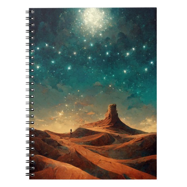 Desert Night Fantasy Ligcape Sci-Fi Anteckningsbok (Framsidan)