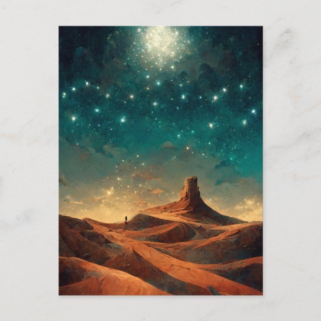 Desert Night Fantasy Ligcape Sci-Fi Vykort (Framsida)