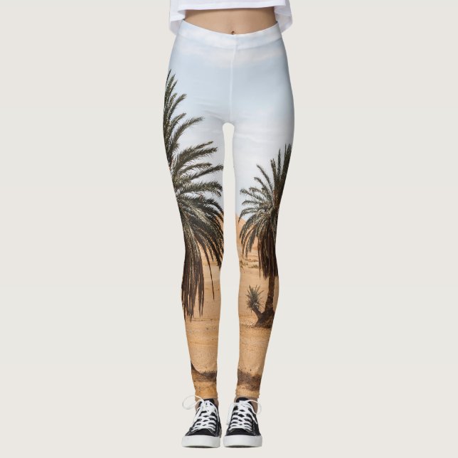 Desert Oasis: Sahara Handflatan Landskap. Leggings (Framsida)
