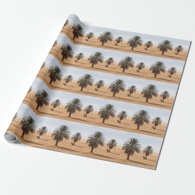 Desert Oasis: Sahara Handflatan Landskap. Presentpapper (Utrullad)