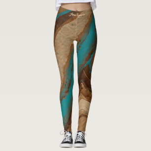 Desert Oasis Turcos Flow Earthy Brown Modern Leggings