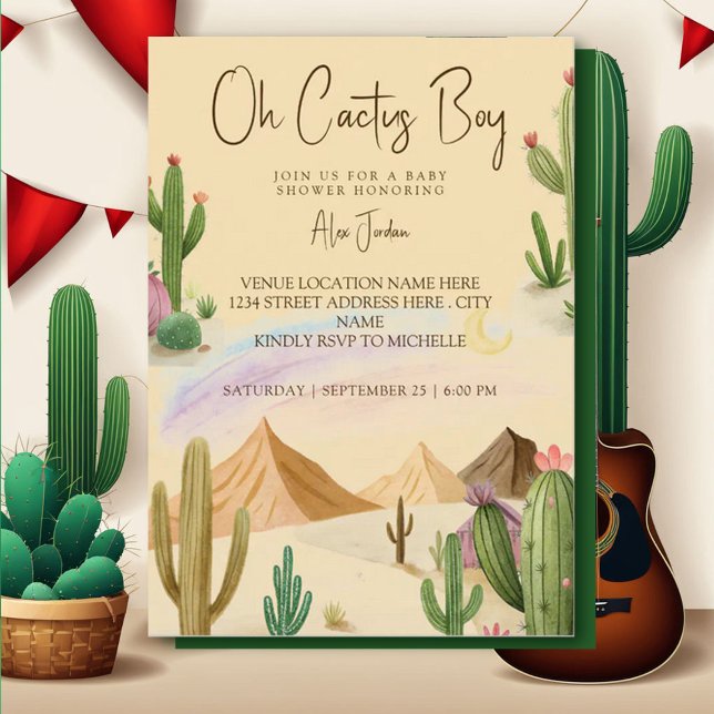 Desert Oh Cactus Boy Boho Arch Baby Shower Inbjudningar (Skapare uppladdad)