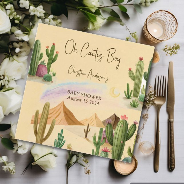 Desert Oh Cactus Boy Boho Arch Baby Shower Pappersservett (Skapare uppladdad)