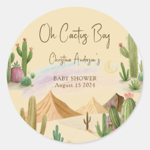 Desert Oh Cactus Boy Boho Arch Baby Shower Runt Klistermärke