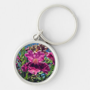 Desert Orchid Bloom Photo Bright Lila Flower Rund Silverfärgad Nyckelring