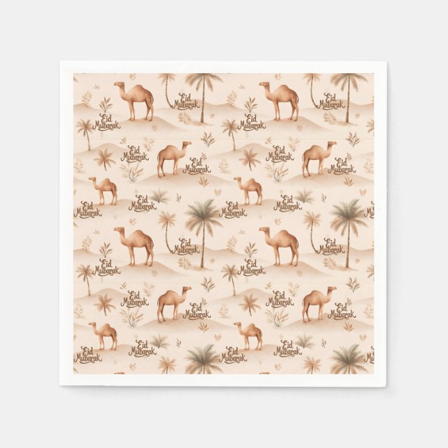 Desert Palms & Camels Napkins – Brown Theme Pappersservett (Framsidan)