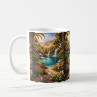 Desert Paradise Oasis Heavenly Garden Fantasy Art Kaffemugg