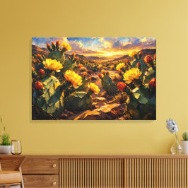 Desert Radiance: The Vivid Prickly Pear Canvastryck