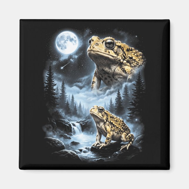 Desert Rain Frog Howling At Moon 90s Retro Magnet (Framsidan)
