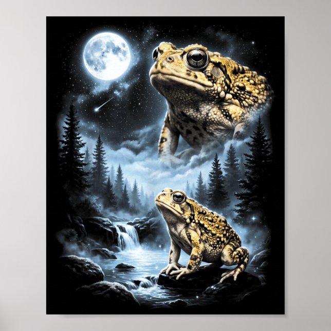 Desert Rain Frog Howling At Moon 90s Retro Poster (Framsidan)