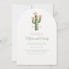 Desert Ro Cactus Monogram Bröllop Inbjudningar