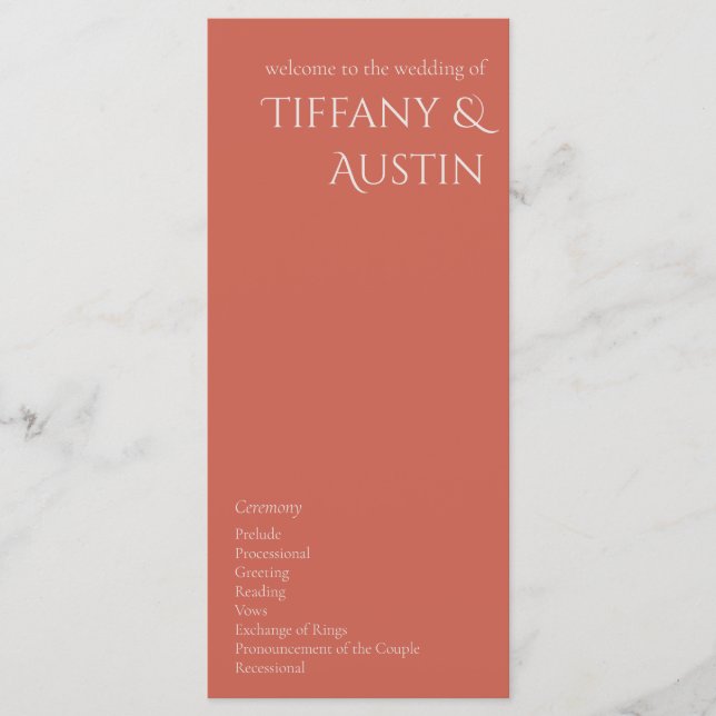 Desert Ro Modern Bröllopsprogram (Framsida)