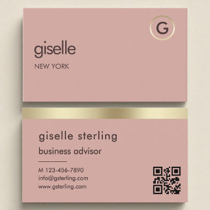 Desert Ro QR-kod Faux guldfoil Monogram Visitkort