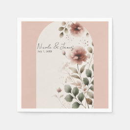 Desert Ro Rosa Blommigt Greenery Möhippa Bröllop Pappersservett