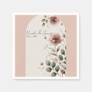 Desert Ro Rosa Blommigt Greenery Möhippa Bröllop Pappersservett