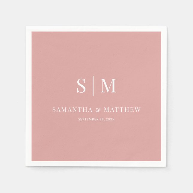 Desert Ro Simple Elegant par Initialer Bröllop Pappersservett (Framsidan)