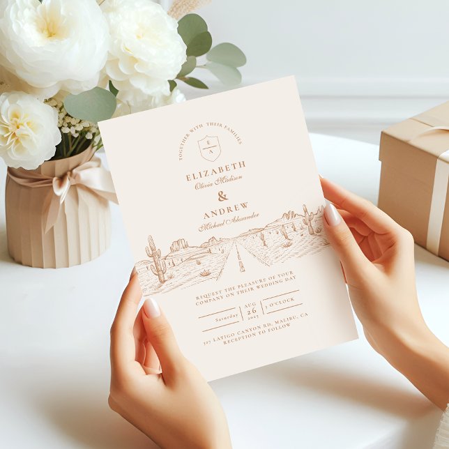 Desert Road Westernare Bröllop Inbjudningar (Skapare uppladdad)
