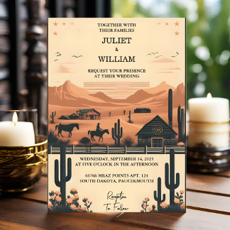 Desert Rodeo Retro Horse Rustic Westernare Bröllop Inbjudningar