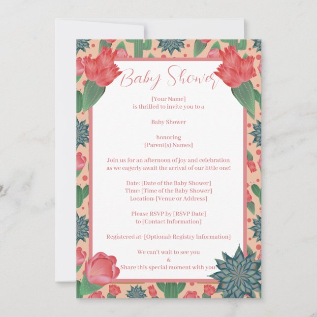 Desert  Rosa Baby Shower Inbjudningar (Framsida)