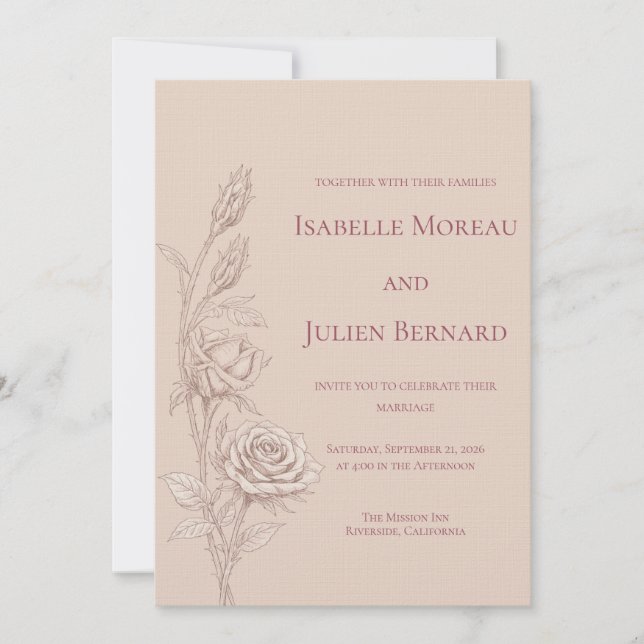 Desert Rose – Dune & Bloom Wedding Inbjudningar (Framsida)