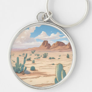Desert Rund Silverfärgad Nyckelring