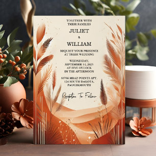 Desert Rustic Boho Autumn Ombre Brown Bröllop Inbjudningar