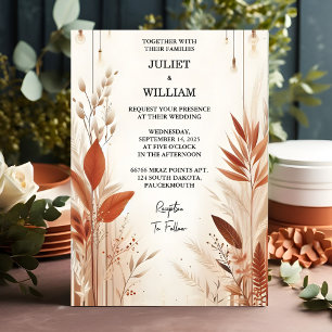 Desert Rustic Boho Autumn Ombre Brown Bröllop Inbjudningar