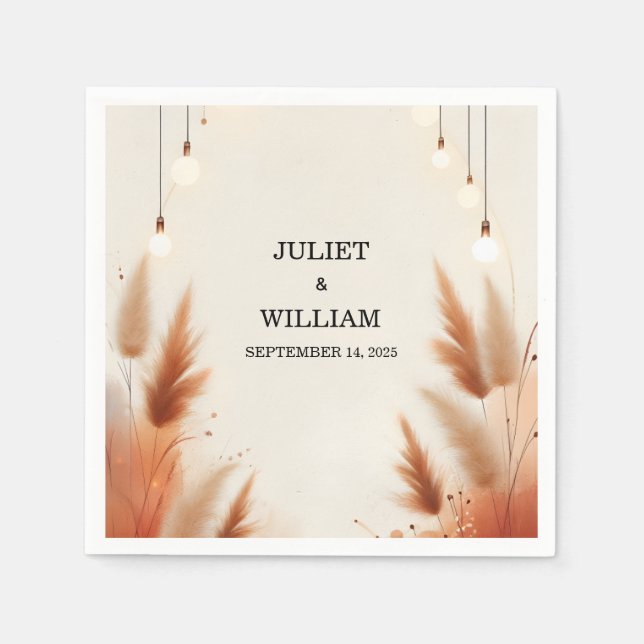 Desert Rustic Boho Autumn Ombre Brown Bröllop Pappersservett (Framsidan)