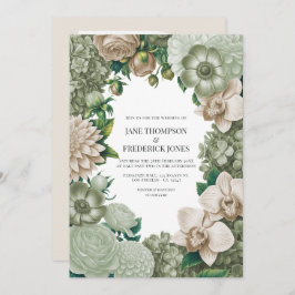 Desert Sage, Aloe Mist & Sandstone Beige Wedding Inbjudningar