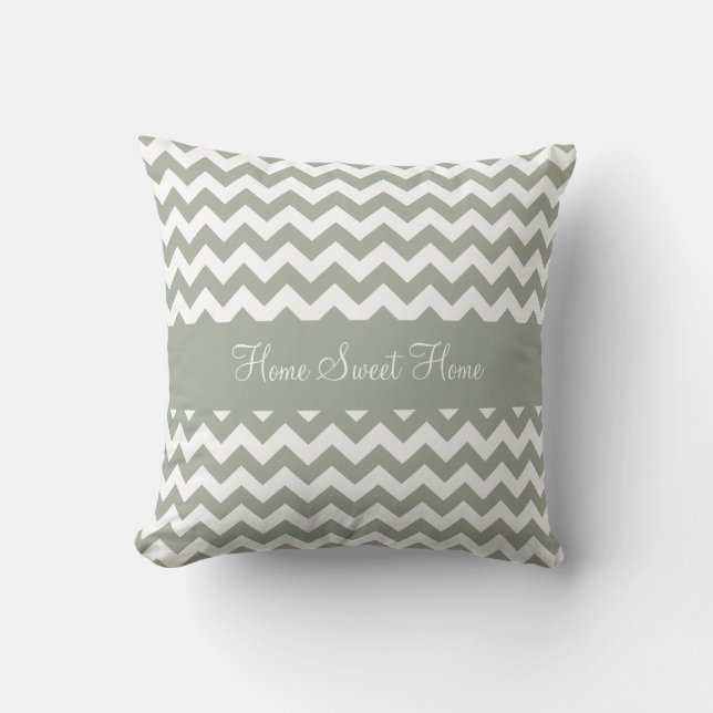 Desert Sage Greenish Grått Chevron Kudde (Framsida)