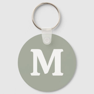 Desert Sage Solid Färg Monogram Nyckelring