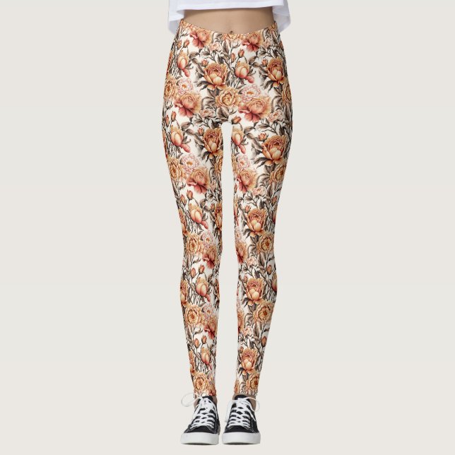 Desert Sand-Blommigt Leggings (Framsida)